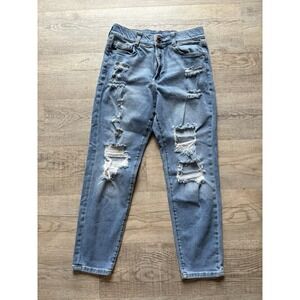 Arizona Jean Co Women's Size 9 Highest Rise Mom Jean Distressed Double Button